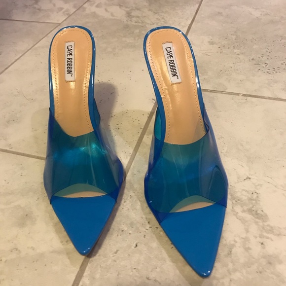 Cape Robbin Shoes - Clear blue heels mules 💙